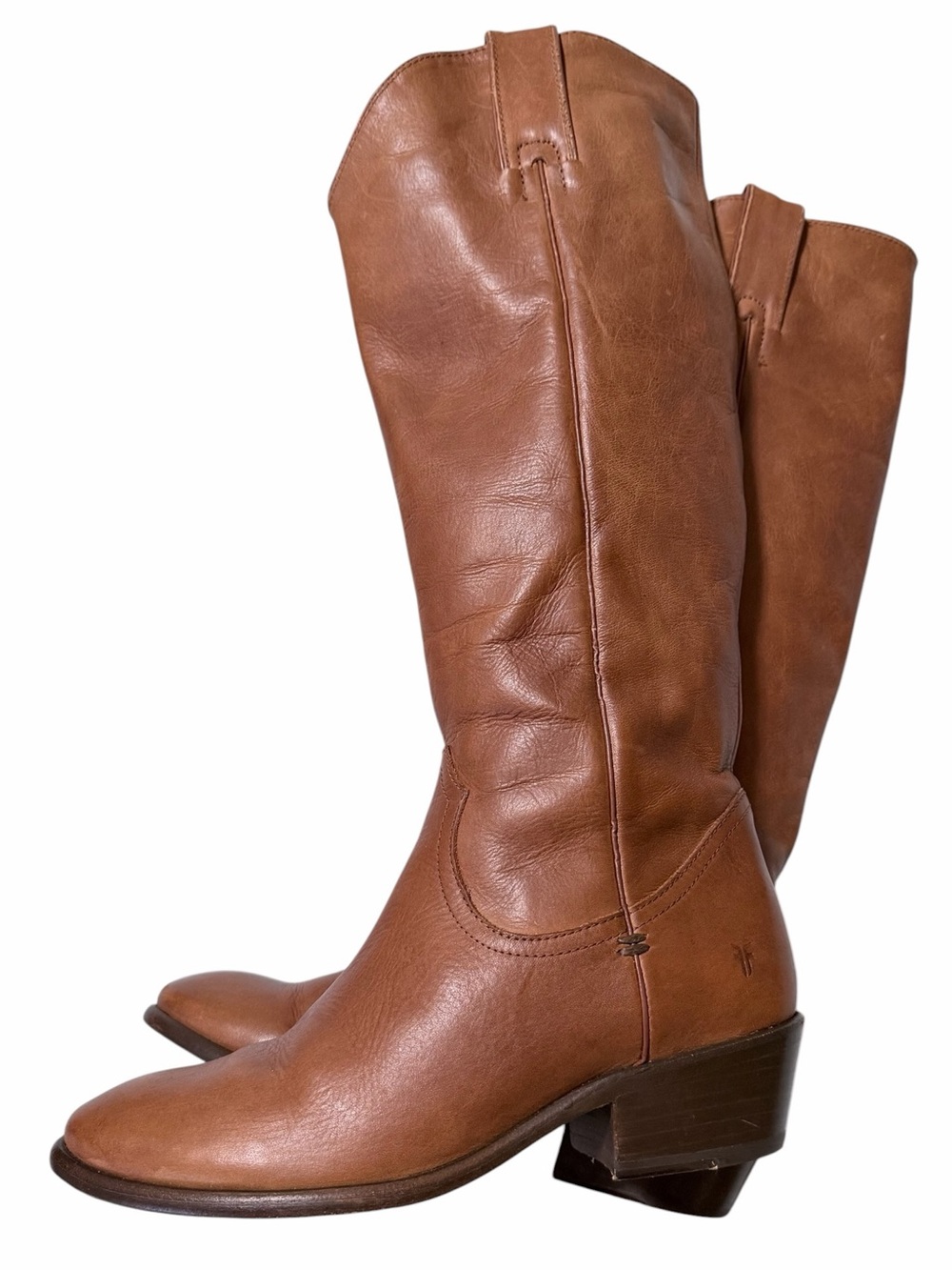 Frye Carson Pull On Tall Boots in Molasses Brown Leather Size 8 - Picture 12 of 14